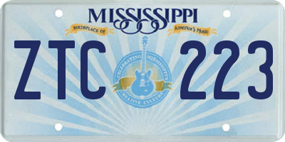 MS license plate ZTC223