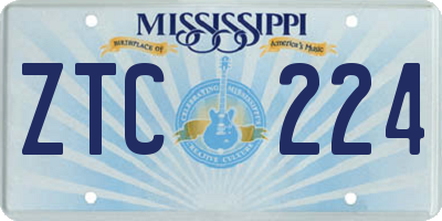 MS license plate ZTC224