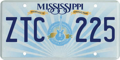 MS license plate ZTC225