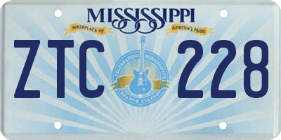 MS license plate ZTC228