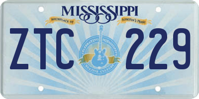 MS license plate ZTC229