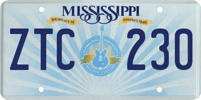 MS license plate ZTC230