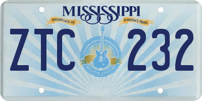 MS license plate ZTC232
