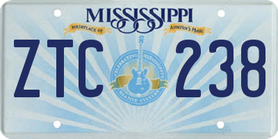 MS license plate ZTC238