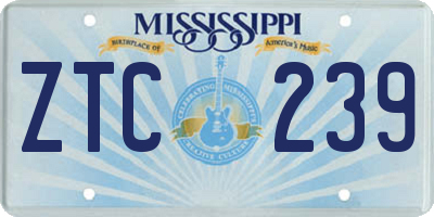 MS license plate ZTC239