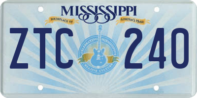 MS license plate ZTC240