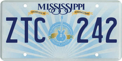 MS license plate ZTC242