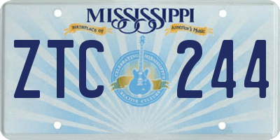 MS license plate ZTC244
