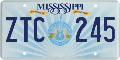 MS license plate ZTC245
