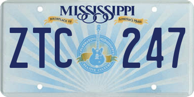 MS license plate ZTC247