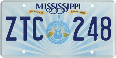 MS license plate ZTC248