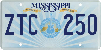MS license plate ZTC250