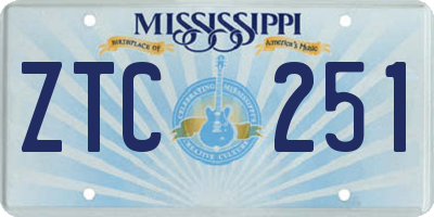MS license plate ZTC251