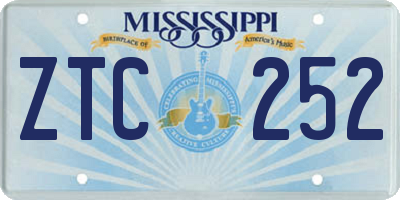 MS license plate ZTC252