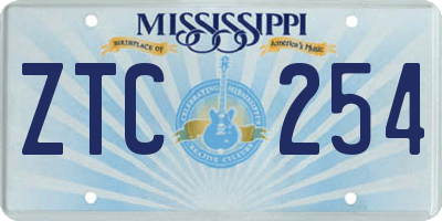 MS license plate ZTC254