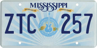 MS license plate ZTC257