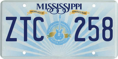 MS license plate ZTC258