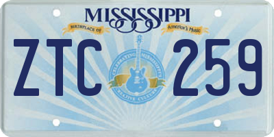 MS license plate ZTC259