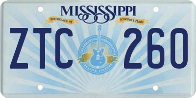 MS license plate ZTC260