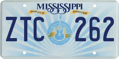 MS license plate ZTC262
