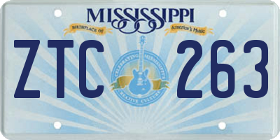 MS license plate ZTC263