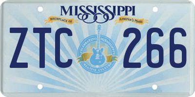MS license plate ZTC266