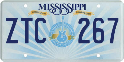 MS license plate ZTC267