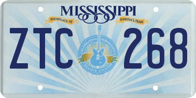 MS license plate ZTC268