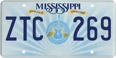 MS license plate ZTC269