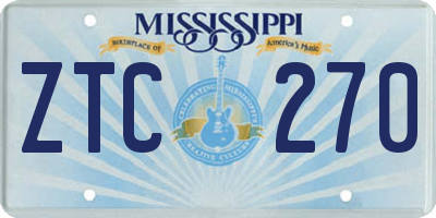 MS license plate ZTC270