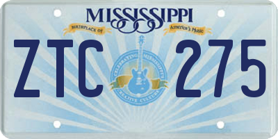 MS license plate ZTC275