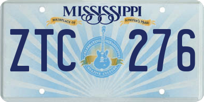 MS license plate ZTC276