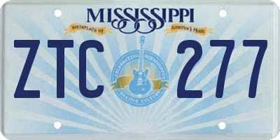 MS license plate ZTC277