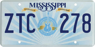 MS license plate ZTC278