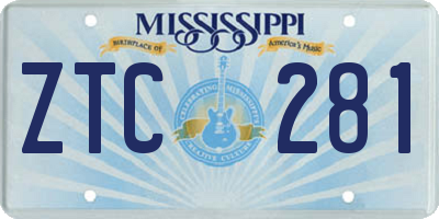 MS license plate ZTC281