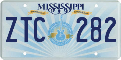 MS license plate ZTC282