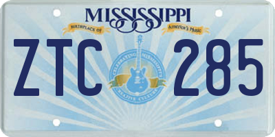 MS license plate ZTC285