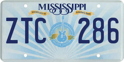 MS license plate ZTC286