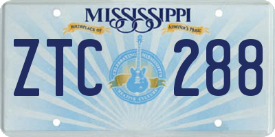 MS license plate ZTC288