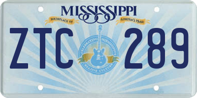 MS license plate ZTC289