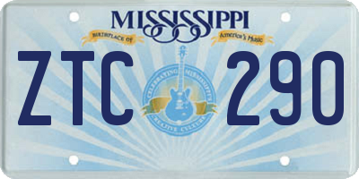 MS license plate ZTC290