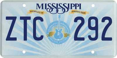 MS license plate ZTC292