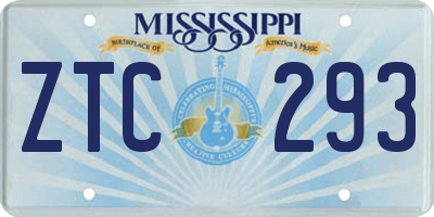 MS license plate ZTC293
