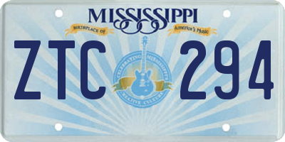 MS license plate ZTC294