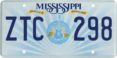 MS license plate ZTC298