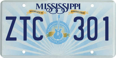 MS license plate ZTC301
