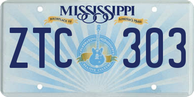 MS license plate ZTC303