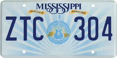 MS license plate ZTC304