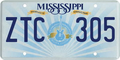 MS license plate ZTC305