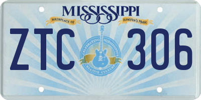 MS license plate ZTC306